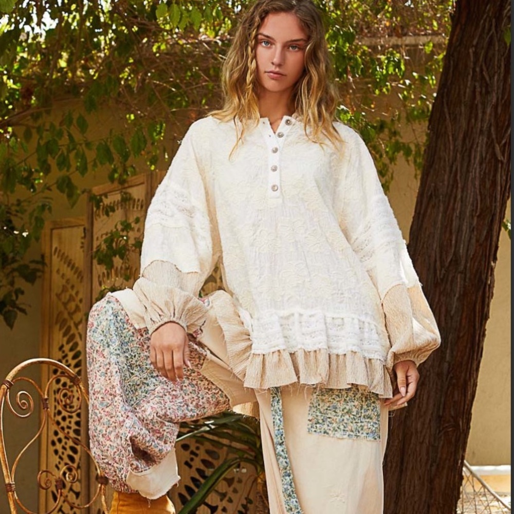 731 ❤️POL OVERSIZED CROCHET HOODED TOP - Picture 4 of 5